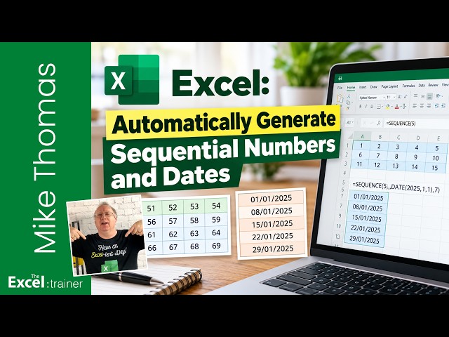 Excel: Automatically Generate Sequential Numbers and Dates (and 10K Subs Reached!)