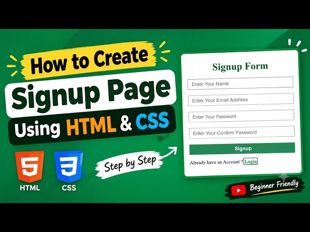 How To Create a Sign up From Using HTML & CSS | How To Make Sign up From With HTML & CSS 
