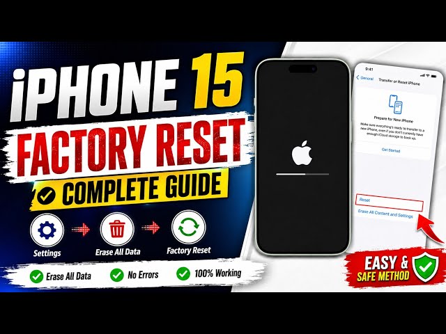 How To Factory Reset iPhone 15 | Erase All Data | Format iPhone | Complete Process | 
