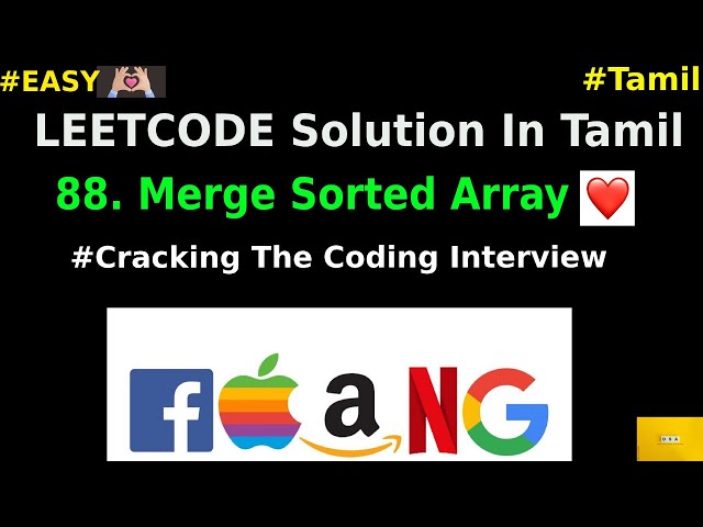 88. Merge Sorted Array Tamil#tamil
