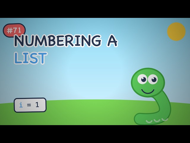 Python for Kids #071 — Numbering A List | enumerate gives place and thing