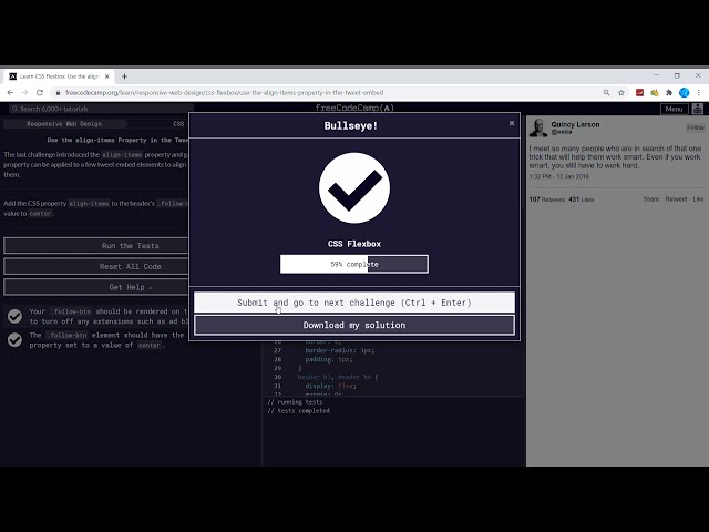 CSS Flexbox (10/17) | Use the align-items Property in the Tweet Embed | freeCodeCamp