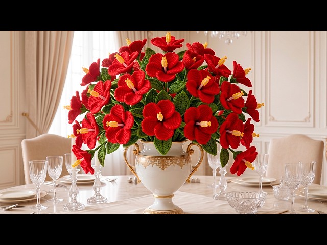 DETAILED CROCHET FLOWER Tutorial Flower Arrangements EASY Knitted Flower Step by Step