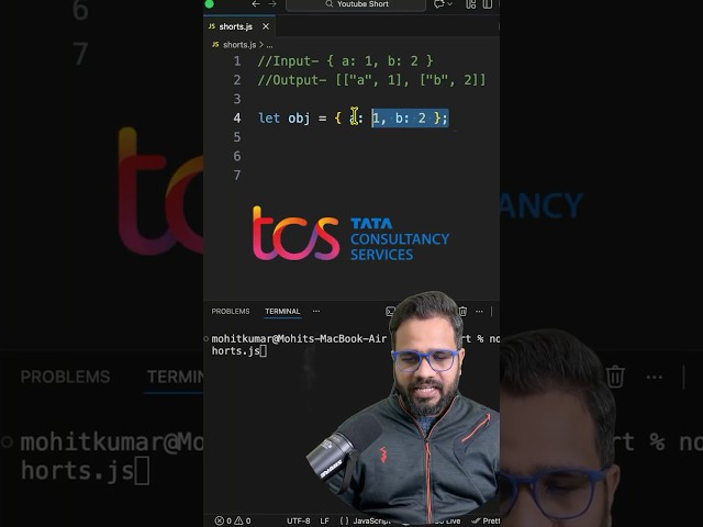 Convert Object to Array - JavaScript Interview Question #dsa #interview #coding
