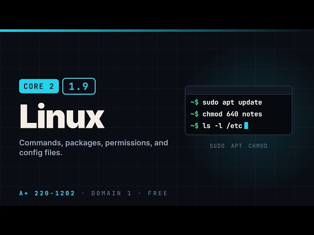 CompTIA A+ Core 2 (220-1202) Objective 1.9: Linux Commands and Tools (Full Lesson)