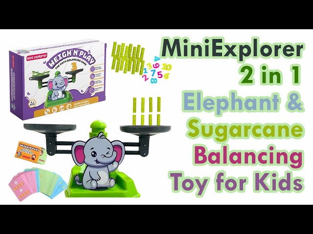 MiniExplorer 2 in 1 Elephant and Sugarcane Balancing Toy with Educational Math Counting No: Unboxing