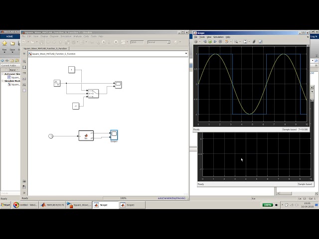 Create a Square Wave Generator using Level-2 S-Function and MATLAB Function block in Simulink.
