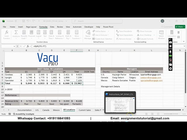 New Perspectives Excel 365 | Modules 5-8: SAM Capstone Project A VacuPRO