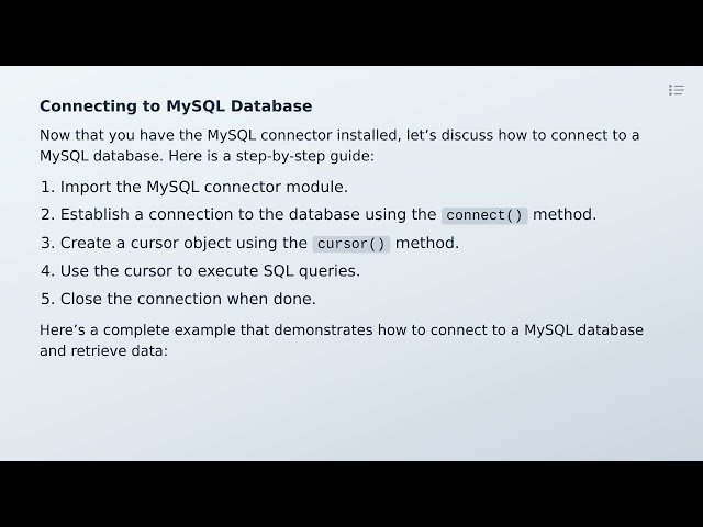 8.7 Connecting Python to MySQL