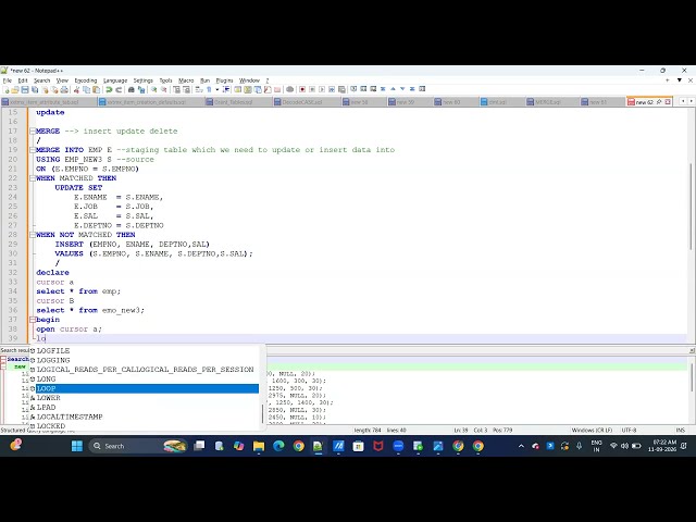 RANK/DENSERANK and MERGE Statement #oracle #sql #plsql #training #btech #freshers