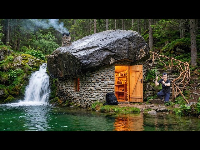 24 Hours Solo Bushcraft Survival: Building a Bamboo Shelter from Scratch in Deep Forest!
