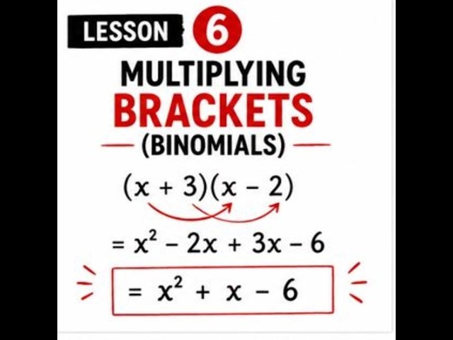 Lesson 6 - Multiplying brackets Binomials