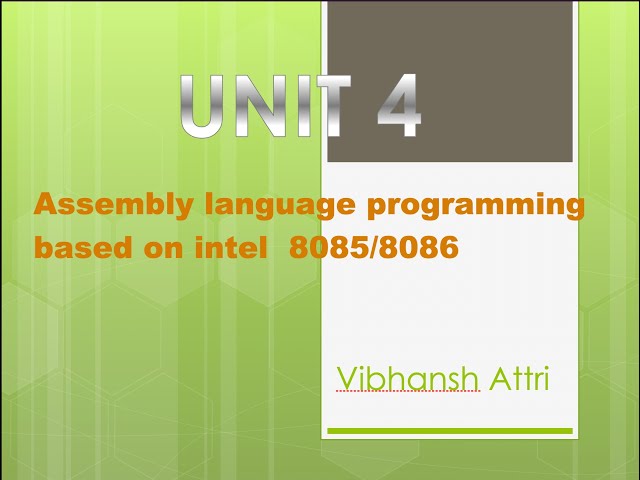 Introduction to Assembly Language Programming: 8085/8086 Tutorial