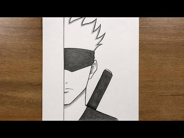 How to Draw Gojo Half Face Easy | Gojo Satoru Drawing Step by Step