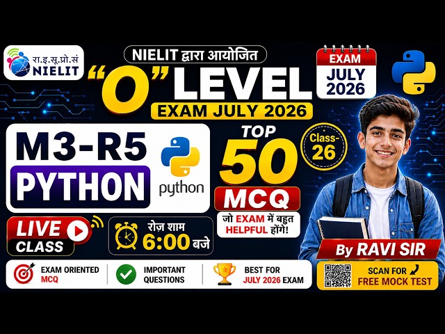 O Level M3-R5 (Python) Important MCQs Live Class 26 | Most Expected Questions 2026#APTINSTITUTE