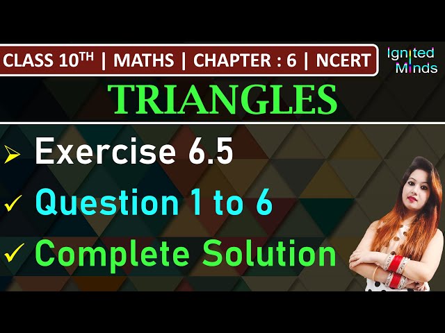 Class 10th Maths | Exercise 6.5 (Q1 to Q6) | Chapter 6 - Triangles | NCERT
