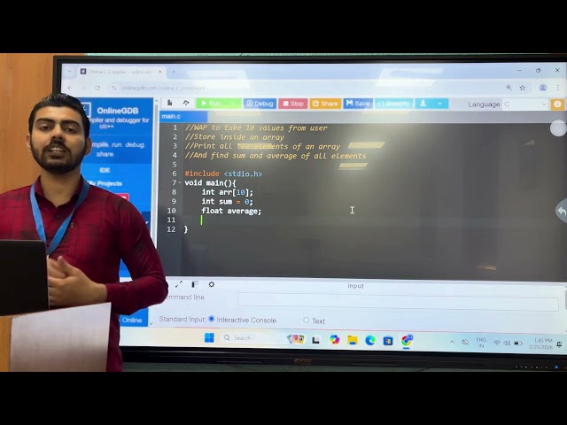Array Program in C _ Print Numbers, Sum & Average
