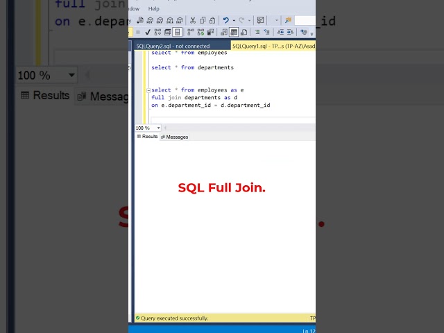 #SQL Full Join Example. #datascience #programming #coding #sqltutorial