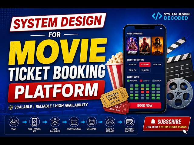 BookMyShow System Design | Movie Ticket Booking System Design | BookMyShow Architecture