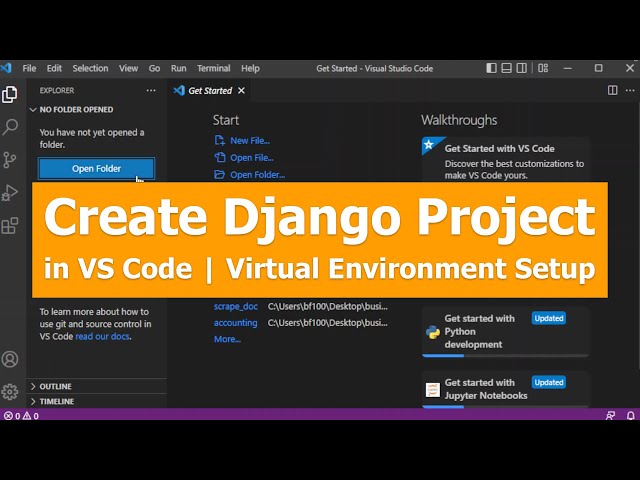 How to create a Django project in visual studio code, Virtual Environment, Home Page #1