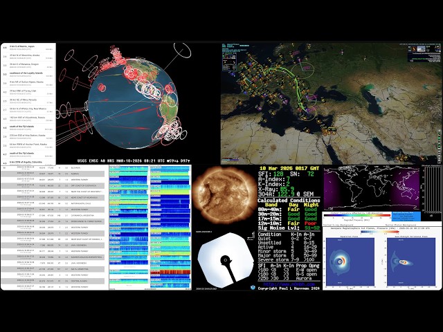 🌎Earthquakes, ☀️Solar,🌪️Wx Radar + ✈️SkyGlass Flight Tracking