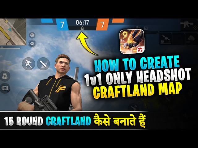 Create 1v1 Only Headshot 15 Round Craftland In Free Fire | Unlimited Gloo Wall Craftland Kaise Banae