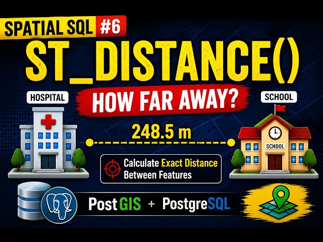 How to Calculate Distance in PostGIS using ST_Distance() | Spatial SQL Tutorial| Spatial SQL #6