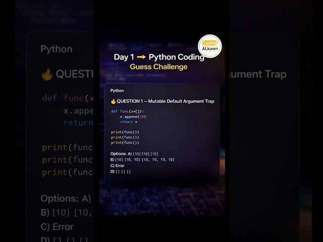 Day 1/100 of Python Coding Challenge comment your answer now #faang  #coding #programming #interview