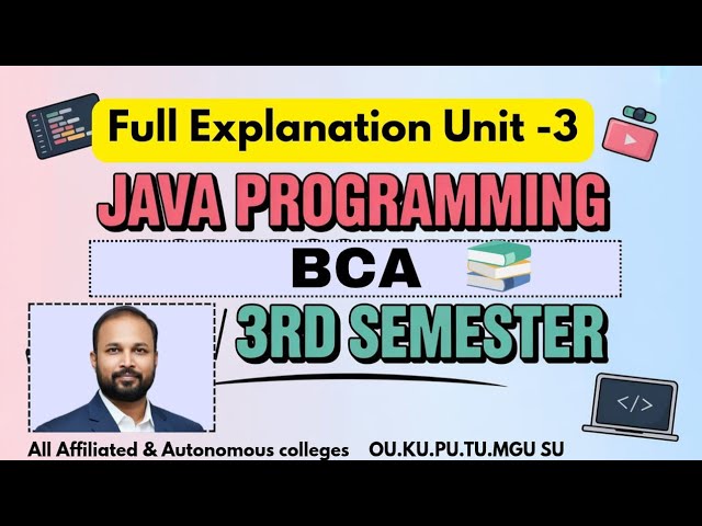 Java Programming UNIT 3 Quick Revision Short & Long Imp Questions 2025-26 BCA III 3rd Sem OU PU