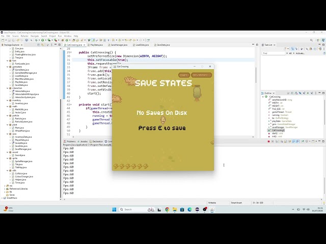 2D Tile Based Java Swing Game (Fallout 4 Style Save System)