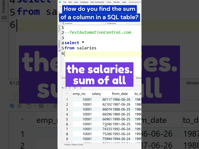 SQL Interview Question - How To Find The Sum of a Column in a SQL Table? #sqlqueries #sql