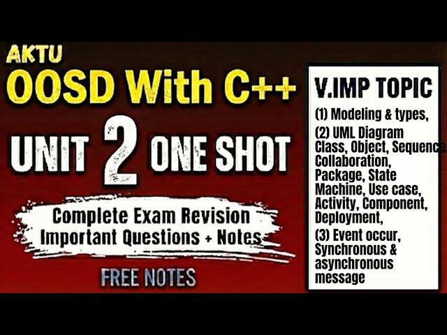 🔥 C++ Unit 2 One Shot | UML Diagrams & Object Modeling | AKTU Exam @Hindimediumengineering 