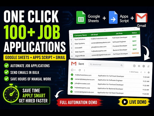Google Job Application Automation using Google Sheets + Apps Script + Gmail API | JavaScript Project