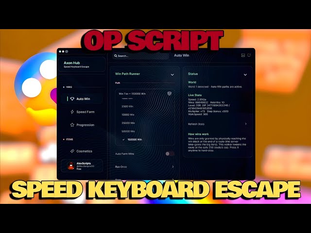 1+ Speed Keyboard Escape Script • AUTO WIN, UNLOCK GAMEPASS, INFINITY TRAIL, INSTANT WIN & OP SCRIPT