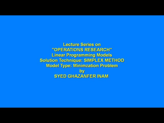 Simplex Method: Minimization Problem
