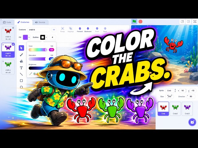 Color The Crabs in Scratch: Ro-Byte Adventure [Part 5]