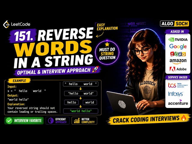 LeetCode 151 | Reverse Words in a String | Google, Amazon, Nvidia Asked Interview Question 🔥| Java