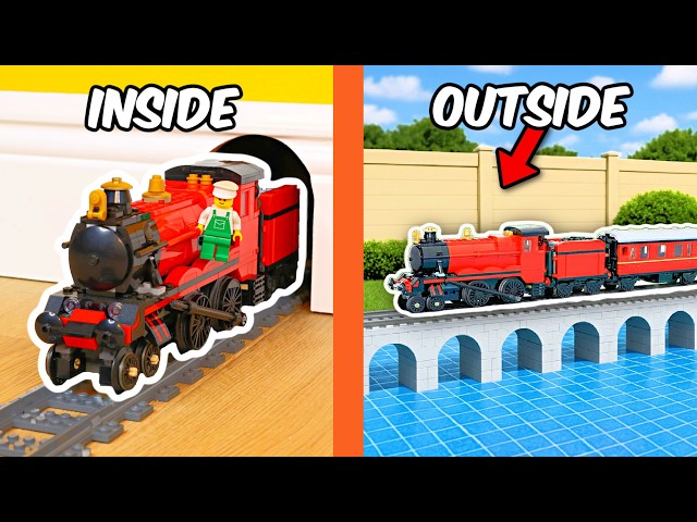 Puse un TREN DE LEGO alrededor de MI CASA...