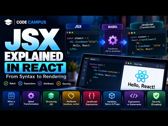 JSX in React | Babel, Expressions, Attributes & Security | React | Part 20 | @CodeCampus-11