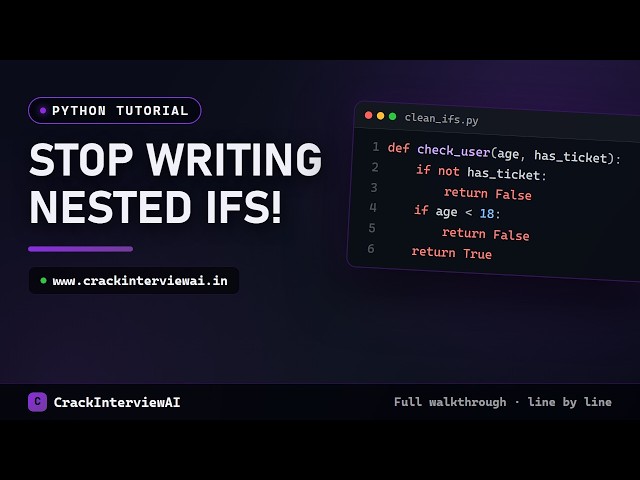 Python Trick: Clean Nested IFs in 3 Lines (Interview | CrackIntervie | Crack the Coding Interview #8