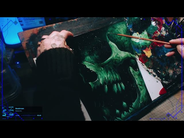 🟢 Skull \ Greenish  #acrylicpainting