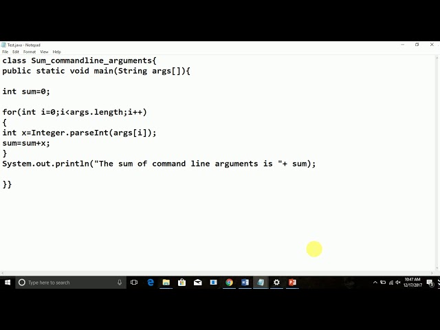 sum of  command line arguments  java program