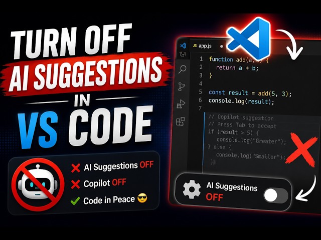 How to Turn Off AI 🤖 Suggestions in VS Code | Disable Copilot Auto Suggestions