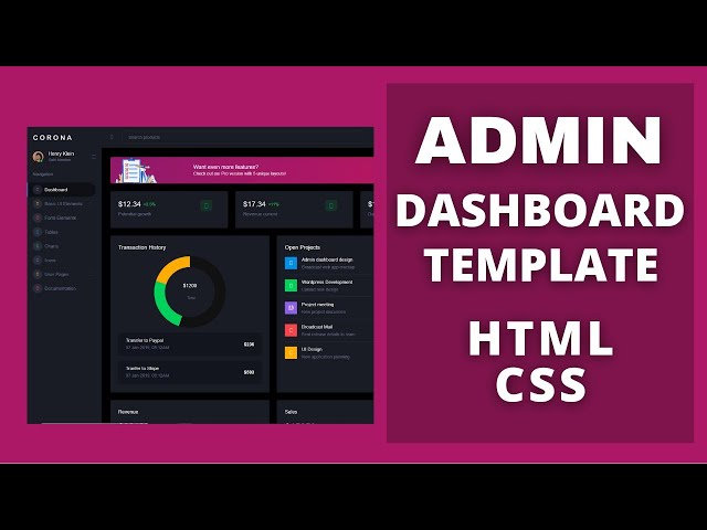 Free Admin Panel Template with HTML, CSS, JS