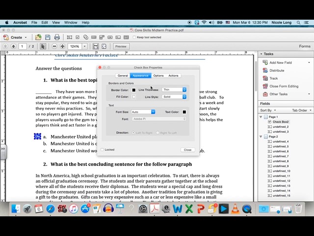 Interactive PDFs; Making interactive check boxes