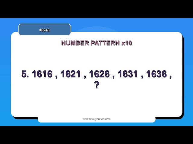 Number Pattern Challenge #0248 | 10 Number Pattern Practice Questions