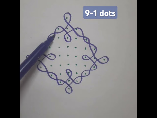 easy sikkukolam 9-1dots for beginners #mugulu #dailykolam  #shorts #yt #trending #viralvideo