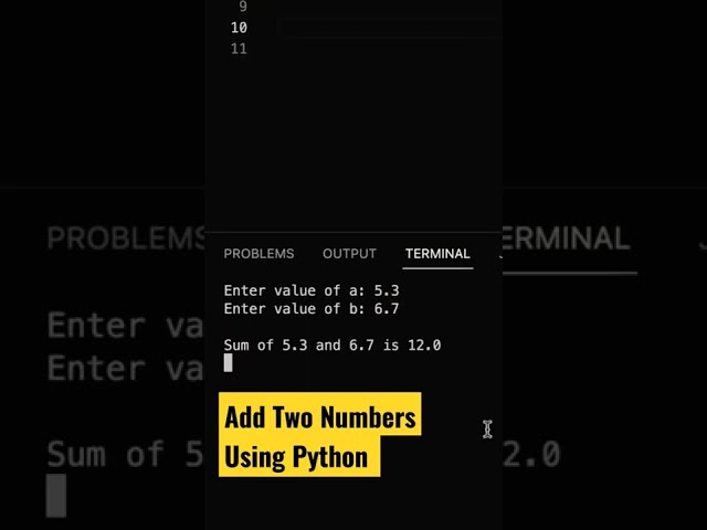Python program to add two numbers #shorts #coding #programming