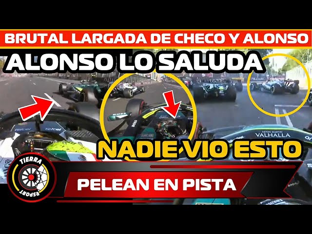 NO ONE SAW THIS! BRUTAL START BY CHECO PÉREZ AND ALONSO WAVES AT HIM WHILE FIGHTING ON TRACK BAKU...