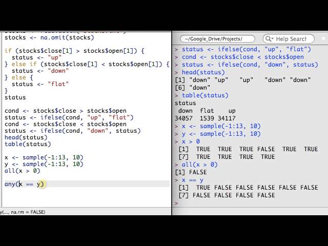 R 2.3 - if() Statements, Logical Operators, and the which() Function